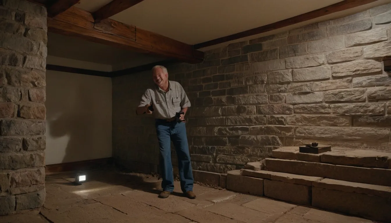 Friendly pest control provider showing a homeowner a termite inspection on a basement beam in a home near Danbury